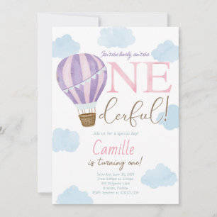 Invitation Ballons à air chaud Onederday 1er anniversaire Inv
