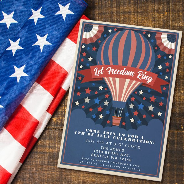 Invitation Ballons à air chaud patriotique 4 juillet cuisine (Créateur téléchargé)