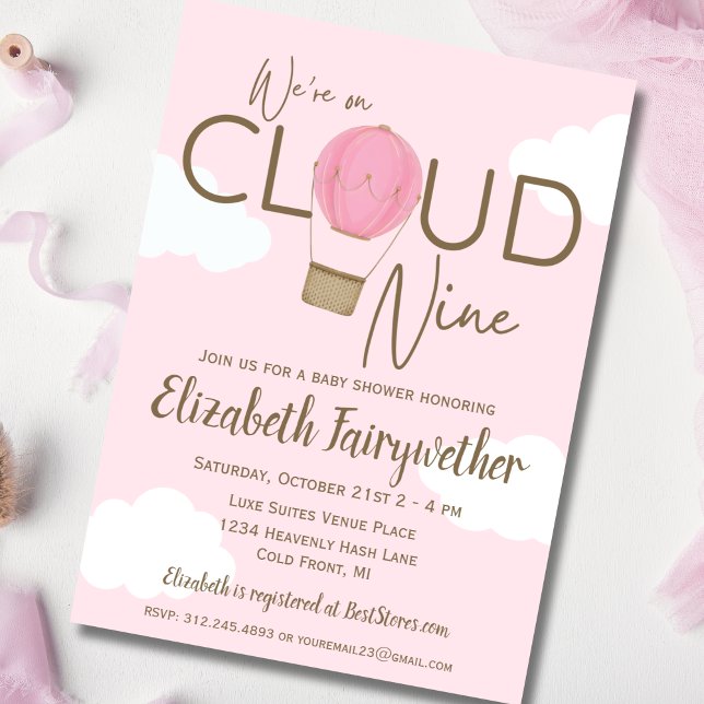 Invitation Ballons à air chaud sur nuage 9 Baby shower Invita (Créateur téléchargé)