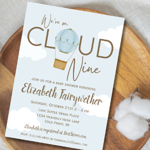 Invitation Ballons à air chaud sur nuage 9 Baby shower Invita