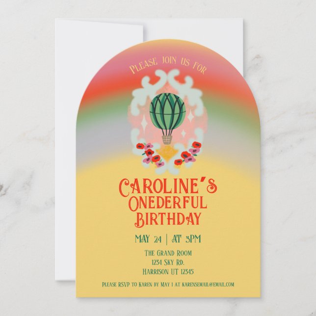 Invitation Ballons à air impur premier anniversaire (Devant)