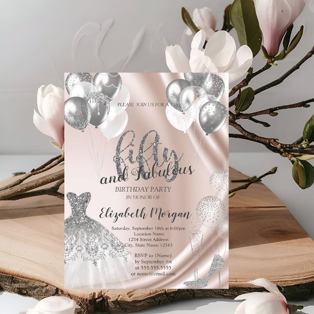 Invitation Ballons à talons hauts en argent 50e anniversaire (Créateur téléchargé)