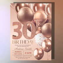 Ballons Anniversaire 30 Ans Rose Gold Pailletés Gl