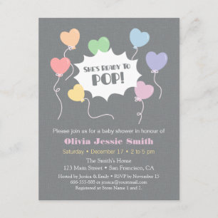 Invitation Ballons Arc-en-Ciel Prêts à Éclater Baby Shower