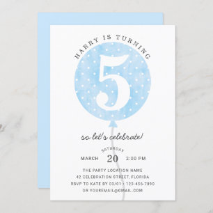 Invitation Ballons Bleu Moderne Cute Elégant Garçon Anniversa