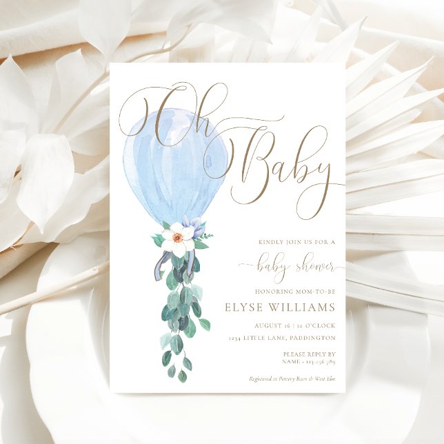 Invitation Ballons bleu Oh Baby Baby shower (Créateur téléchargé)
