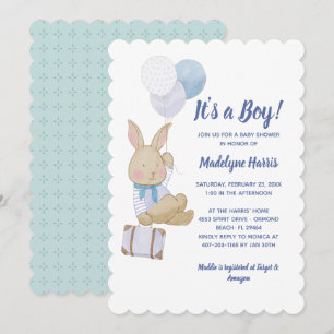 Invitation Ballons Bleus Bleu Bleu Cute C'est un Baby shower 