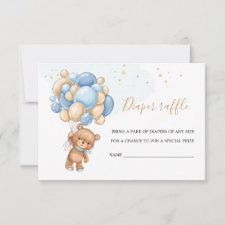 Invitation Ballons Bleus Teddy Bear Raffin de couche
