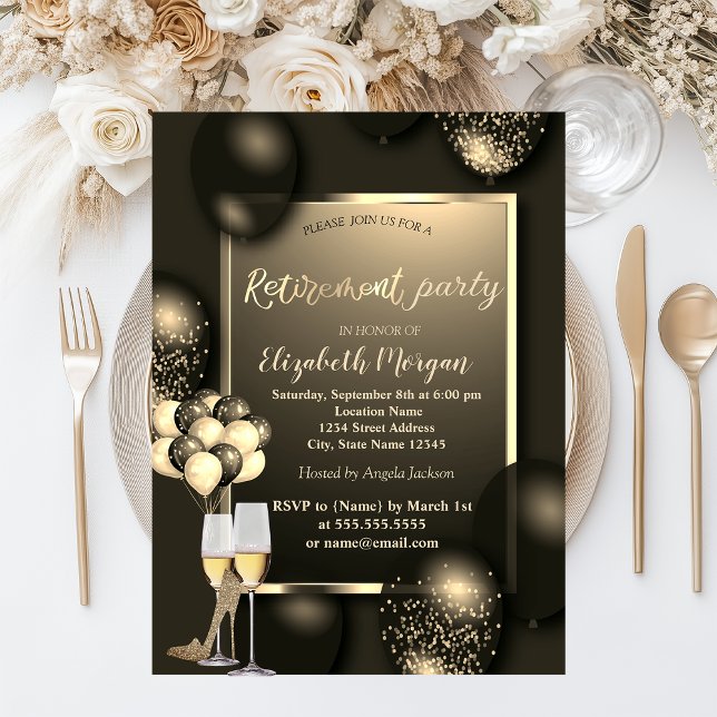 Invitation Ballons Chic, Glas, Retraite talons Élevés (Créateur téléchargé)