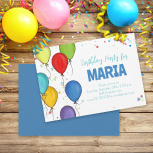 Invitation Ballons colorés Anniversaire fête Personnalisé