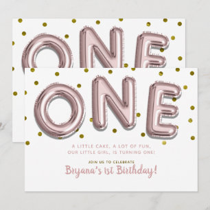 Invitation Ballons Confettis Rose Gold Anniversaire Premier 1