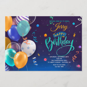 Invitation Ballons d'anniversaire