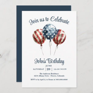 Invitation Ballons d'aquarelle fête d'anniversaire