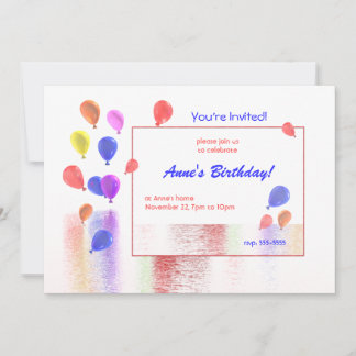 Invitation Ballons de fête d'anniversaire