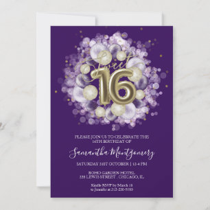 Invitation Ballons de fête pour Sweet 16 anniversaire en papi