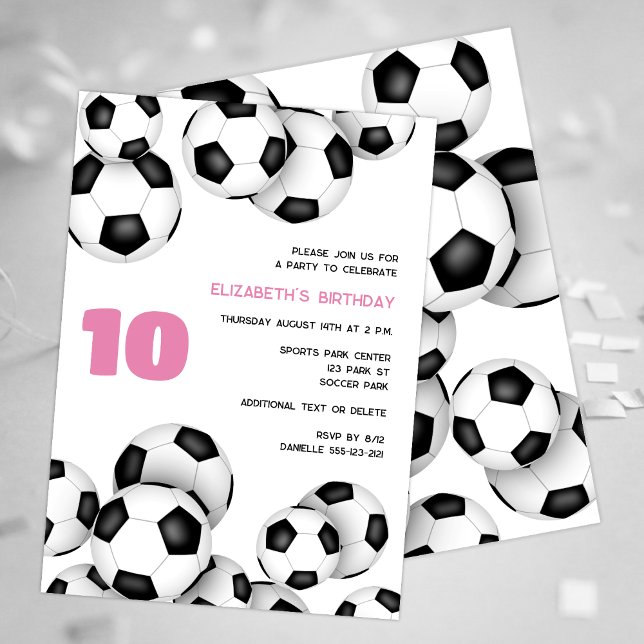 Invitation Ballons de football noir blanc anniversaire de enf (Créateur téléchargé)