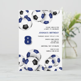 Invitation Ballons de football noir bleu anniversaire de enfa