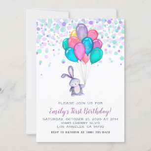 Invitation Ballons de lapin de lapin pour l'anniversaire Invi
