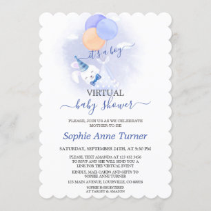 Invitation Ballons de lapin mignonette garçon Baby shower vir
