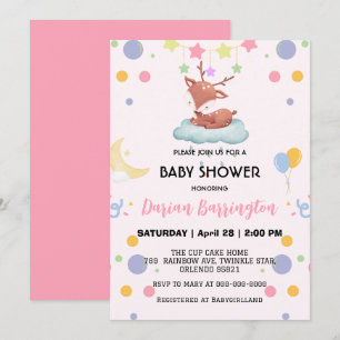 Invitation Ballons de lune de cerf mignon fêtes baby shower