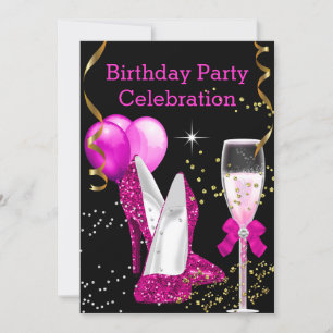 Invitation Ballons de Parties scintillant en or rose chaud fê