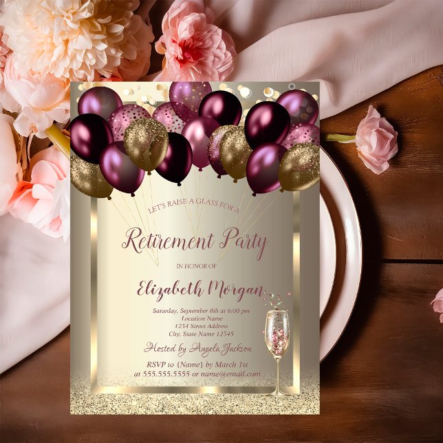 Invitation Ballons de Vin, Champagne Bourgogne Retraite (Créateur téléchargé)