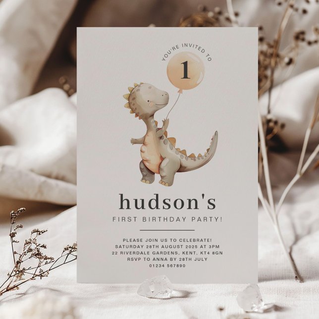 Invitation Ballons d'invitation Dinosaur premier anniversaire (Créateur téléchargé)