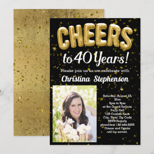 Invitation Ballons d'or bravo 40 ans 40e anniversaire Photo