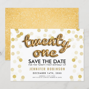 Invitation Ballons d'or Parties scintillant 21e anniversaire 