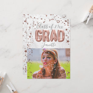 Invitation Ballons d'or rose Pink Confetti Girls Graduation