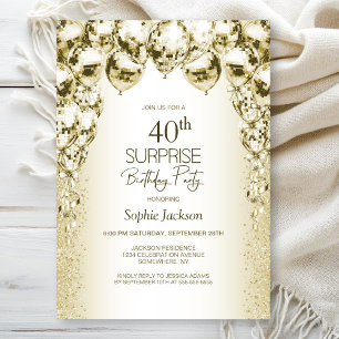 Invitation Ballons d'or Surprise 40e fête d'anniversaire