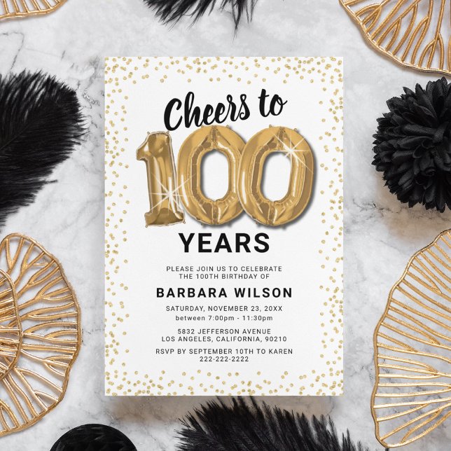 Invitation Ballons Dorés pour les 100 ans (Créateur téléchargé)