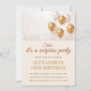 Invitation Ballons Dorés Surprise 74e anniversaire