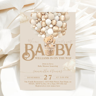 Invitation Ballons d'ours Baby shower d'attente précoce