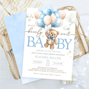 Invitation Ballons d'ours en peluche Nous pouvons attendre Ba