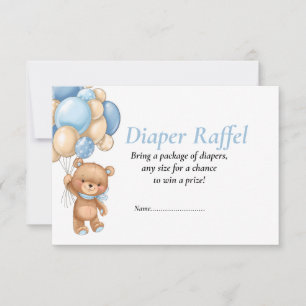 Invitation Ballons en forme de nounours pour Baby Shower Bleu