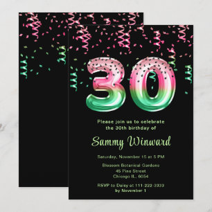 Invitation Ballons en forme de pastèque pour 30e anniversaire