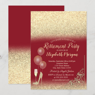 Invitation Ballons en verre Parties scintillant or Retraite r