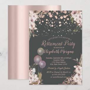 Invitation Ballons en Verre Talons Bohème Fleurs Retraite