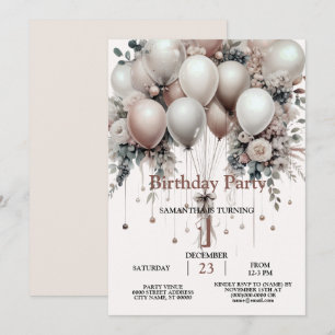 Invitation Ballons floraux de Pêche blanche colorée Élégante 