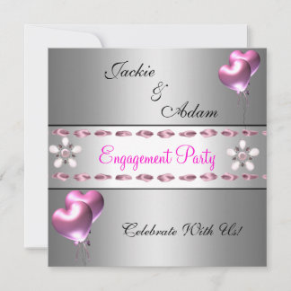 Invitation Ballons floraux rose argent de la partie d'engagem