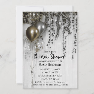 Invitation Ballons métallisés argent or Ivy Baby Shower
