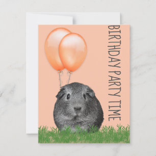 Invitation Ballons Orange de Cochon de Guinée Personnalisé An