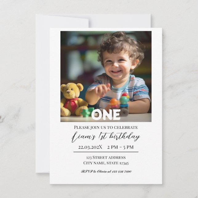 Invitation Ballons Ours En Jouet Enfants Photo Anniversaire (Devant)