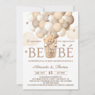 Invitation Ballons Ours Fête Prénatale Espagnole