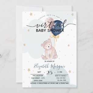 Invitation Ballons Ourson en Peluche Baby Shower