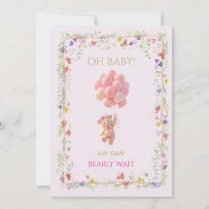 Invitation Ballons Ourson en Peluche Personnalisés Baby Showe
