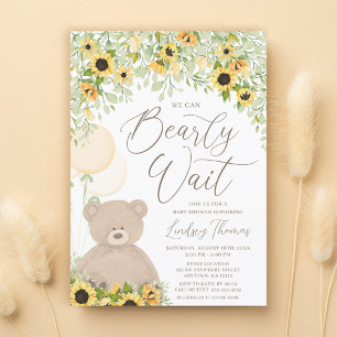 Invitation Ballons Ourson Tournesol Baby Shower