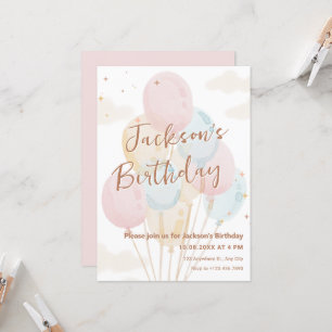 Invitation Ballons pastel aquarelle anniversaire