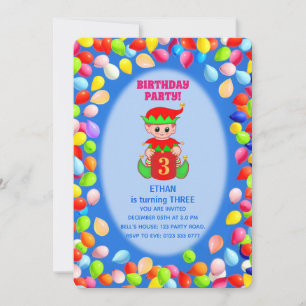 Invitation Ballons pour le 3ème Anniversaire d'un Garçon Mign